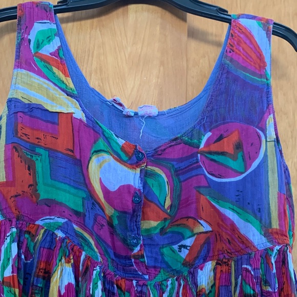 Sita 100% Cotton Bohemian Festival Babydoll Colorful hippie Dress made in Nepal - Picture 4 of 6